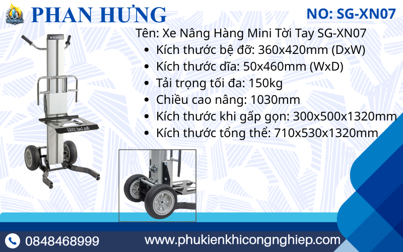 Xe Nâng Hàng Mini Nhỏ Gọn - Tời Tay 100kg-300kg (6)