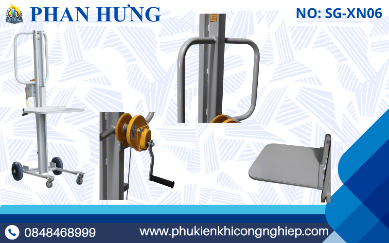 Xe Nâng Hàng Mini Nhỏ Gọn - Tời Tay 100kg-300kg (7)