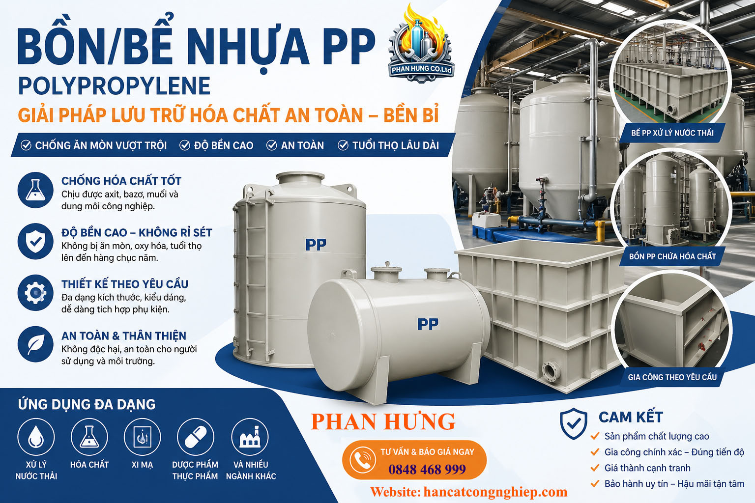 Đặc điểm nổi bật Bồn/bể nhựa PP.