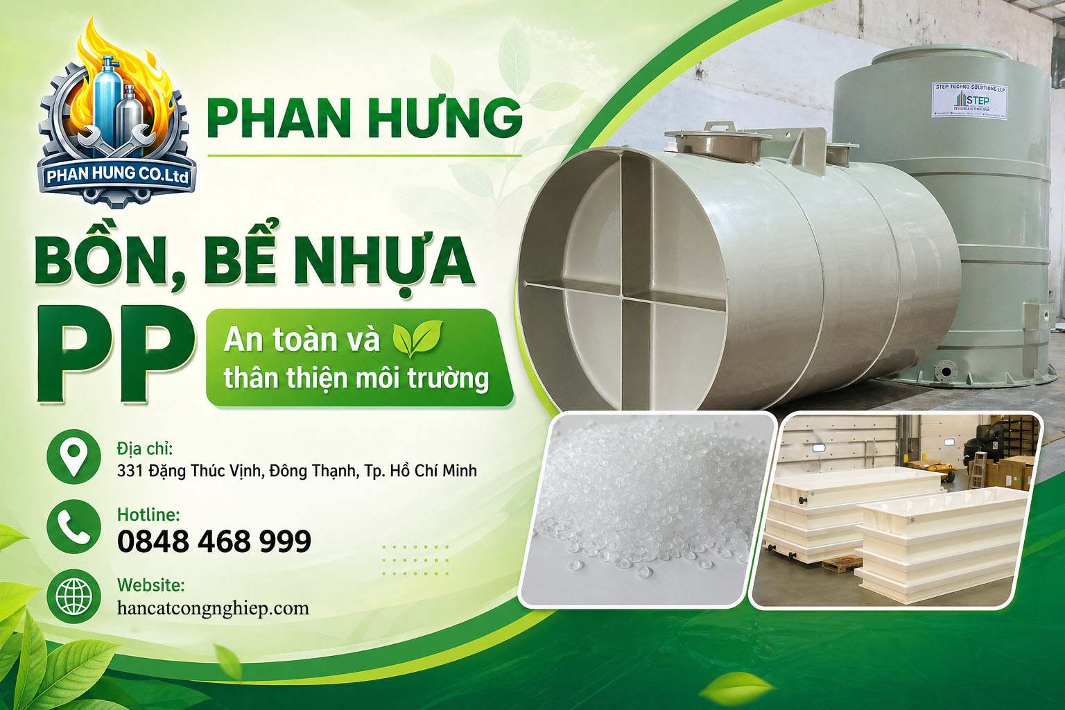 Bồn/Bể Nhựa PP chống hóa chất ăn mòn.