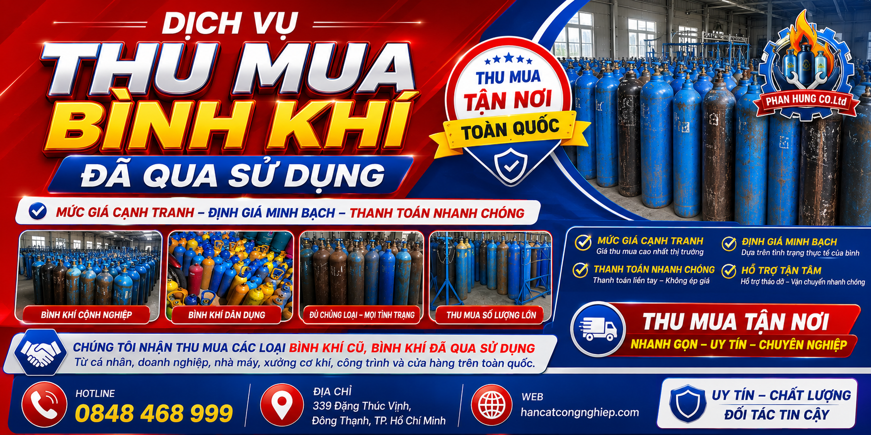 mức giá cạnh tranh, định giá minh bạch theo tình trạng thực tế của bình