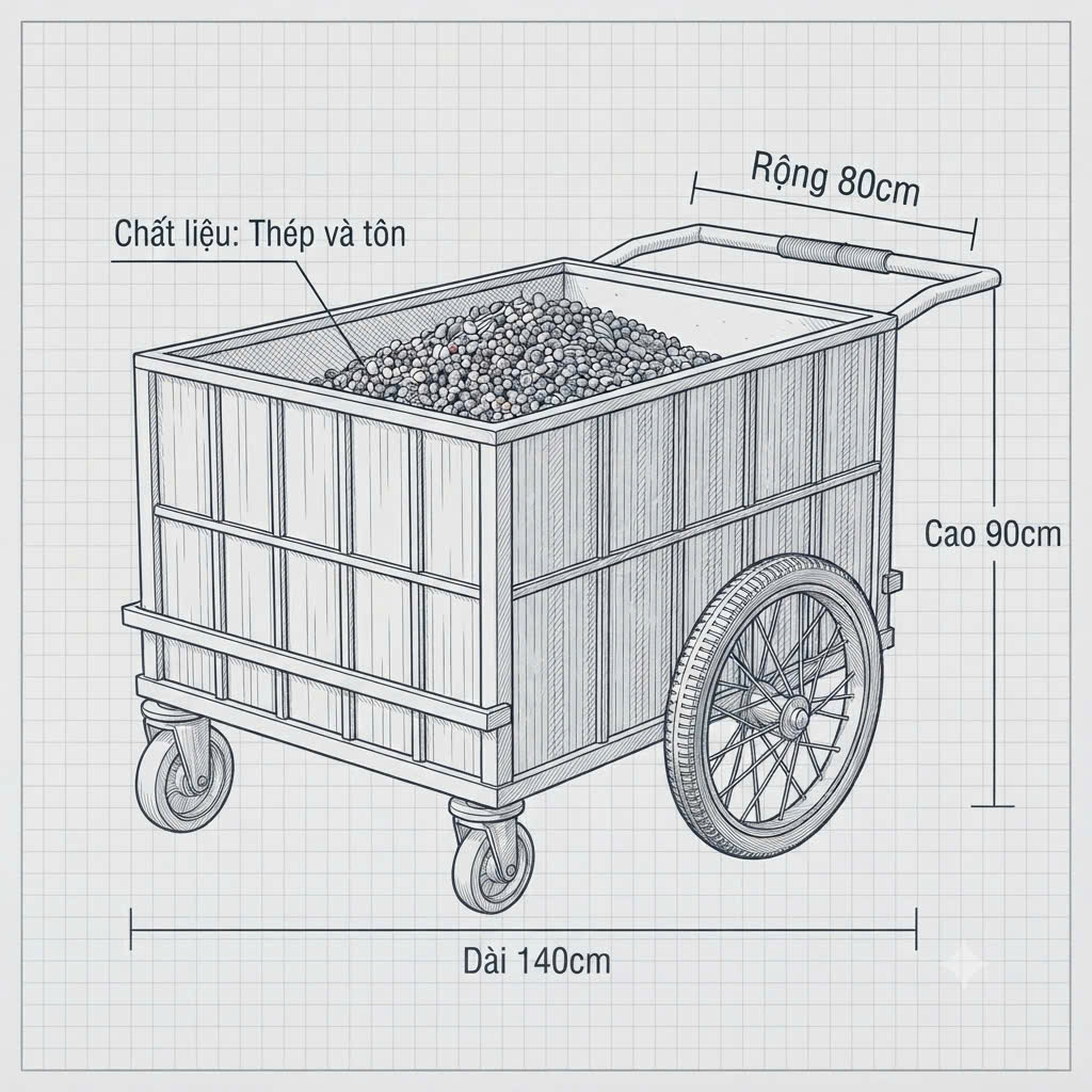 Kích thước chuẩn Xe Kéo SG-XK02