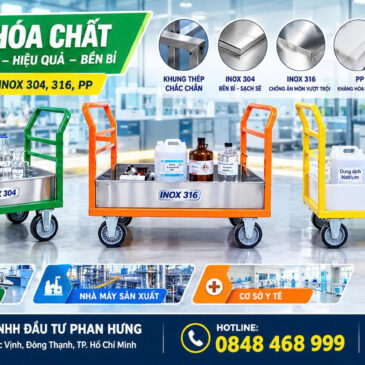 Xe Đẩy Hóa Chất SG-XĐC0416PP – Khung Thép Chắc Chắn, Vận Chuyển Hàng Hóa Thuận Tiện